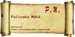 Palicska Máté névjegykártya